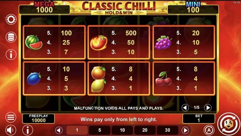 Classic Chilli Hold & Win - bonus coins on the field